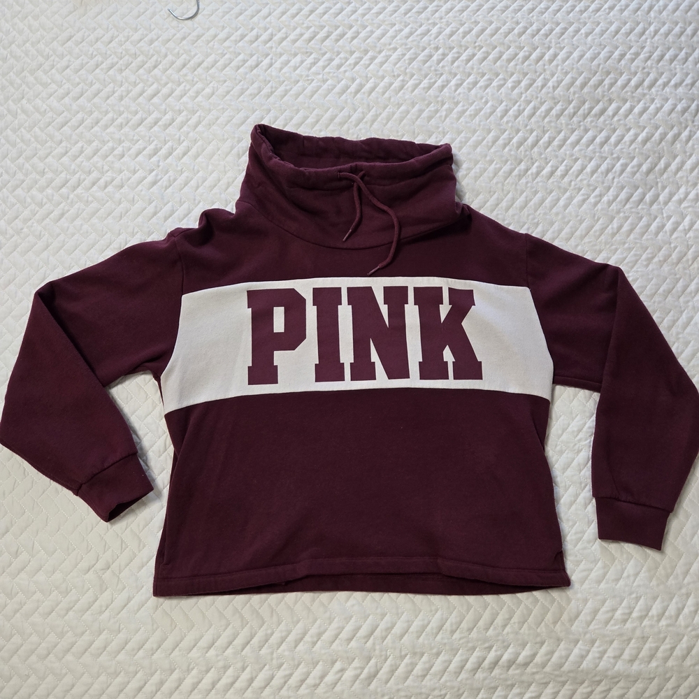 PINK Victoria's Secret Burgundy Cowl Neck Sweatshirt